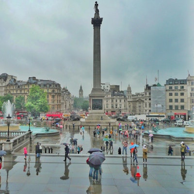 Photo of Trafalgar Square in the rain