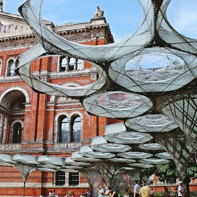 Photo of The V&A Museum building, a red brick structure.
