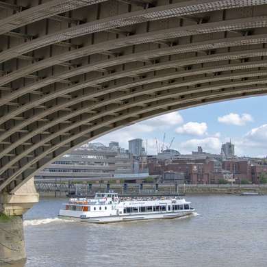 Photo of a boat on the Thames taken from the South Bank