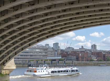 Photo of a boat on the Thames taken from the South Bank