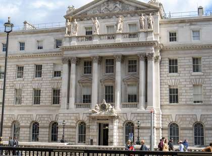 Slightly wonky photo of the exterior of Somerset House