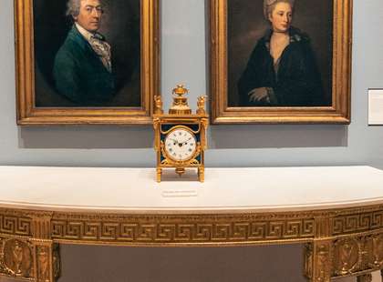 A clock and two portraits in the Courtauld Gallery