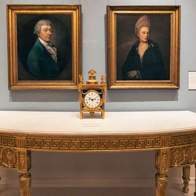 A clock and two portraits in the Courtauld Gallery