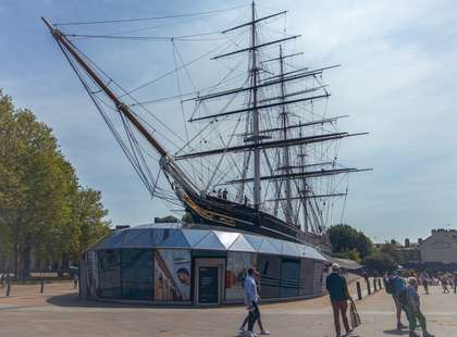 Photo of the bow of the Cutty Sark