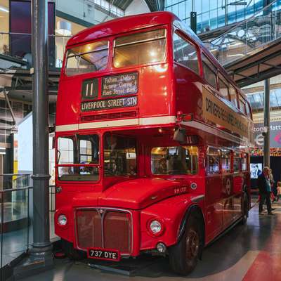 A routemaster bus on display in the museum