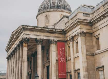 Photo of The National Gallery, a domed classical building.